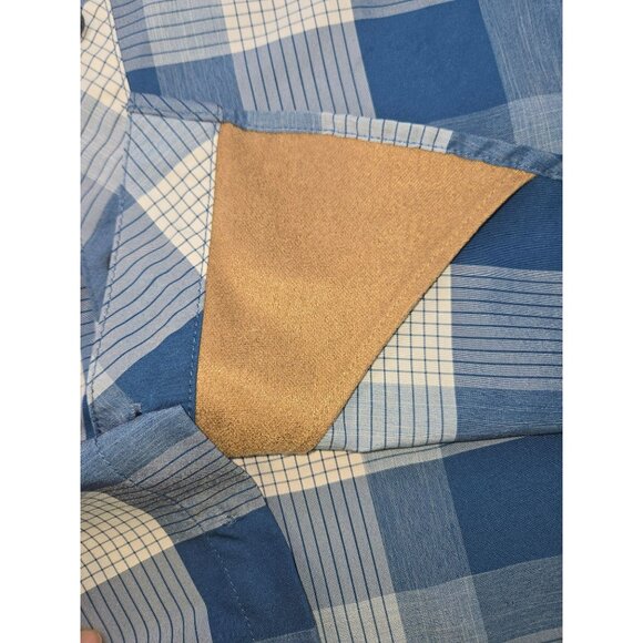 Orvis Mens Short Sleeve Blue Plaid Shirt Large Two-Pocket - Picture 6 of 8